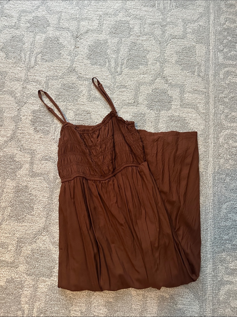 Old Navy Brown Smocked Flowy Midi Dress | S Petite
